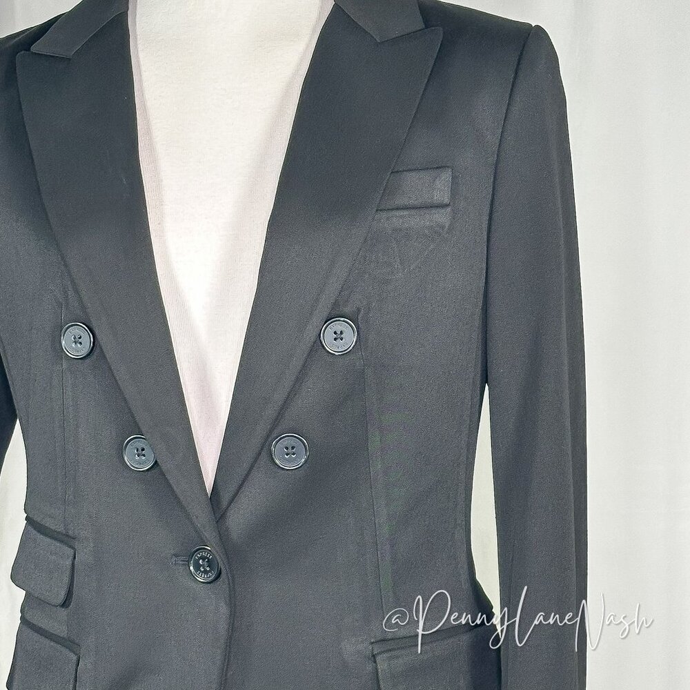Express Tuxedo Style Double Breasted Blazer 4R Black - Picture 2 of 14